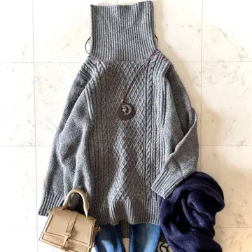 새상품급 어반 리서치 도어스 울 케이블 짜임 터틀넥 니트 세탁 가능