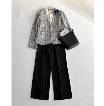 빔즈 트위드 노카라 셋업 팬츠 졸업식 입학식 L