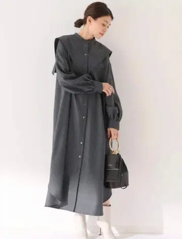 세일러 카라 울 원피스