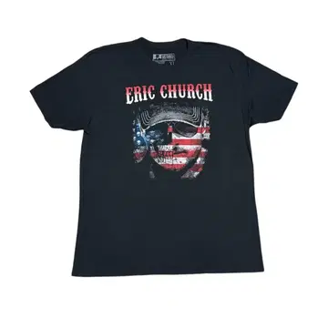 레어 XL [ 에릭 처치 ] 밴딩T셔츠 컨트리 성조기 블랙 구제 의류