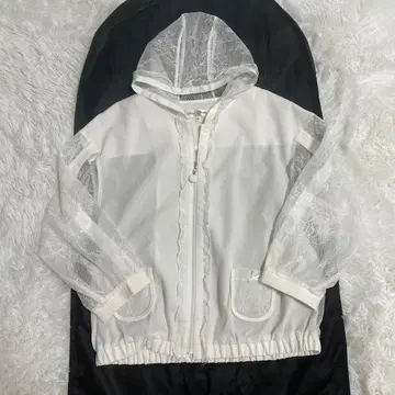 슈퍼 뷰티 시어 투명 레이스 블루종 화이트 L 사이즈