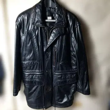 UNO 블랙 가죽 아우터