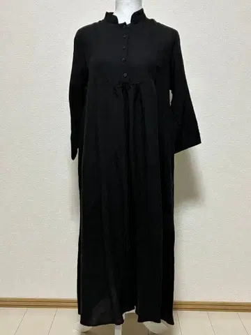 블랙 7부 소매 롱 원피스