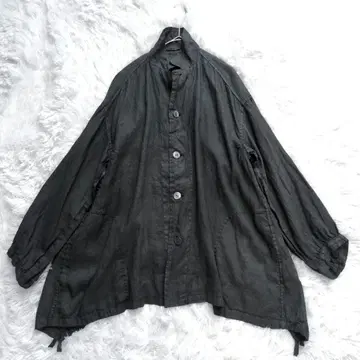 파드칼레 린넨 내추럴 자켓 긴팔 린넨 카라 부착 다크 그레이