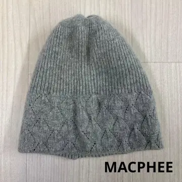 MACPHEE 그레이 니트 모자 캐시미어 혼방 뜨개질 절개