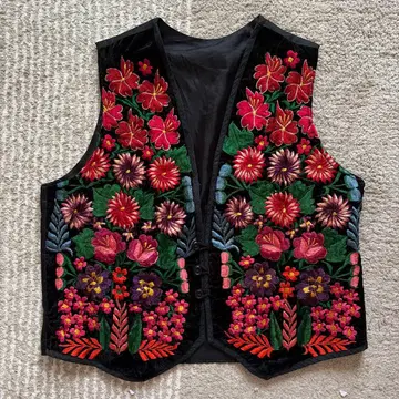 꽃무늬 자수 베스트 빈티지