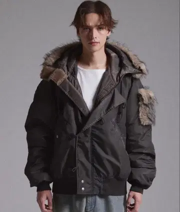 [ GRANCY ] 퍼 포켓 디자인 페이드 N2B 자켓 브라운 S