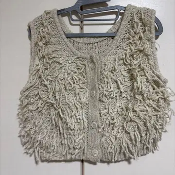 프린지 니트 베스트 F 사이즈 크림색