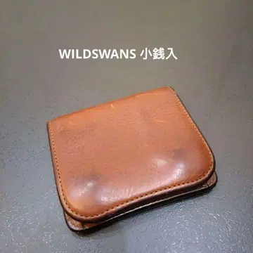 WILDSWANS 브라운 가죽 접이식 지갑 동전 지갑