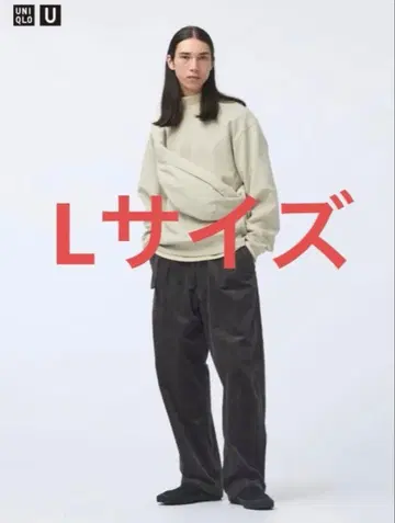 UNIQLO U 코듀로이 턱 와이드 팬츠 다크 그레이 L