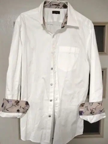 폴 스미스 컬렉션 화이트 긴팔 셔츠 XL 안감 꽃무늬