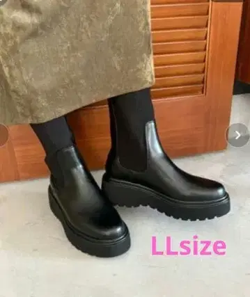 ORiental TRaffic 블랙 사이드 고어 부츠 통굽