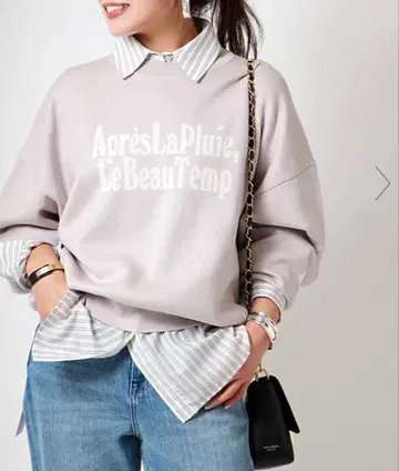 [ Jines ] 라메 실 자카드 로고 맨투맨 스타일 풀오버