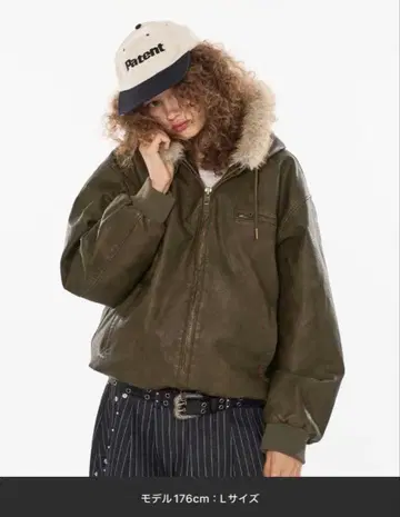 WITH FOR EVER 가죽 퍼 블루종