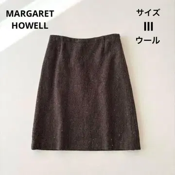 MARGARET HOWELL 울 트위드 스커트 브라운 일본제 L