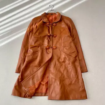 vintage 차이나풍 디자인 램 가죽 코트 양가죽 카멜