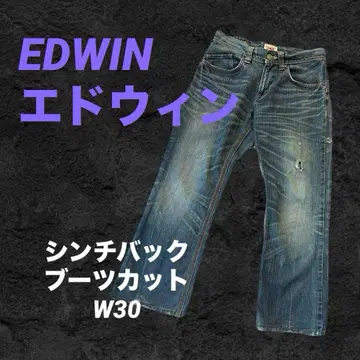 EDWIN 에드윈 부츠컷 데님 블루 데미지 가공 W30