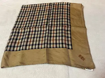 DAKS 닥스 스톨 실크 체크 무늬 브라운 대형 로고