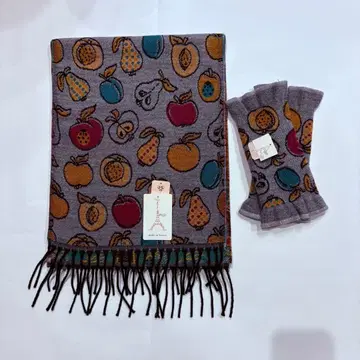 과일 패턴 머플러와 암워머 세트