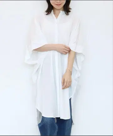 [ Jines ] 드레이프 롱 셔츠 화이트