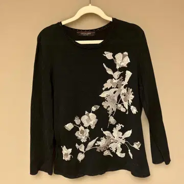 LEONARD 꽃무늬 자수 실크 면 소재 긴팔 니트