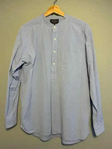 BEAMS PLUS 밴드 카라 셔츠 라이트 블루