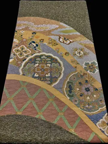 [ 새상품급 ] 명철 견직 보상화 그린 반짝반짝 오태코 패턴