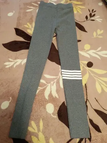 미사용 Mit 스트라이프 디자인 그레이 레깅스 따뜻한