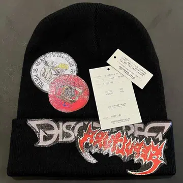 [미사용품 한정판 생산] DISCOVERED 니트 모자 블랙 헤비메탈