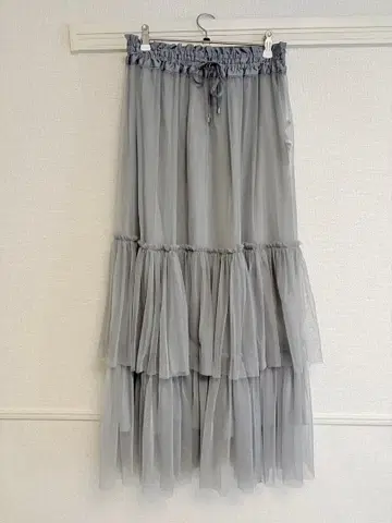 FRAY.ID 블루 그레이 튤 플레어 스커트 사이즈 1