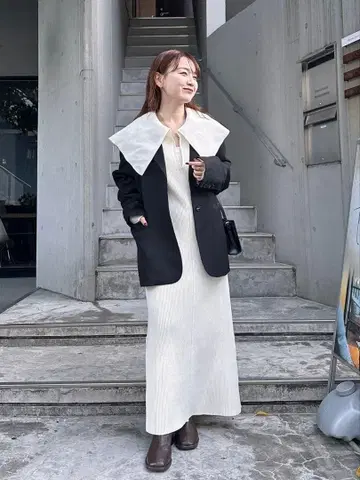 BIG 카라 니트 원피스 mystic