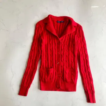 랄프 로렌 케이블 니트 가디건 S 레드
