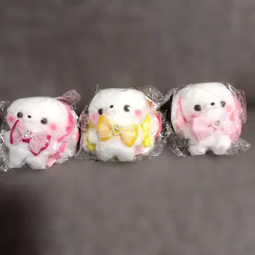 리본 포함 토끼 봉제 인형 3개