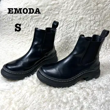 에모다 사이드 고어 벌키 슈즈 부츠 통굽 숏 기장 슬림 레그 S