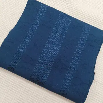 W95 나고야 오비 헌상 무늬 시바초 파랑