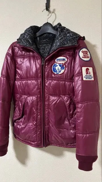 HYSTERIC GLAMOUR 버건디 다운 자켓