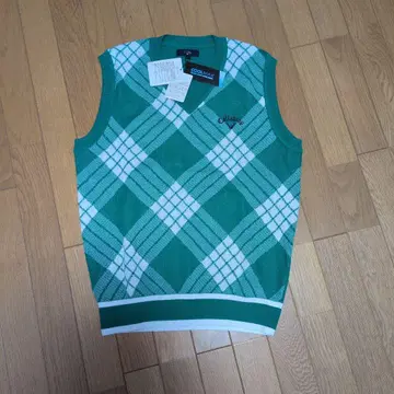 캘러웨이 그린 체크 무늬 베스트 LL 사이즈