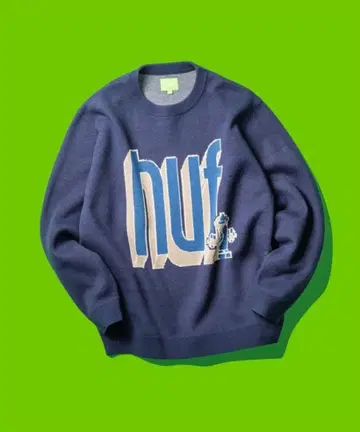 HUF 네이비 로고 스웨터 L 사이즈