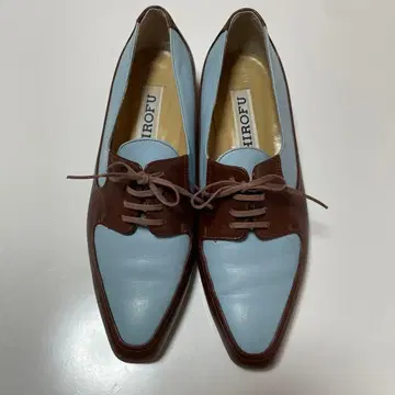 HIROFU 청갈색 가죽 로퍼 레이스업 슈즈 천연 가죽