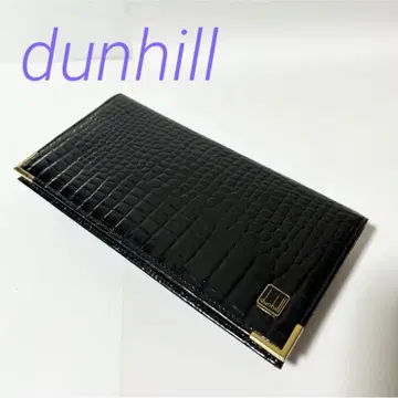 새상품급 dunhill 던힐 이단 장지갑 가죽 악어 엠보싱 블랙