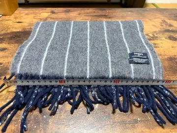 DRAKE'S 울 머플러 그레이 네이비 스트라이프