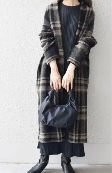 ships 롱 가디건 글렌체크 브라운