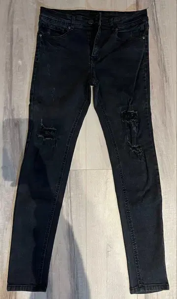 아담스 저글러 블랙 스키니 데님 데미지 가공