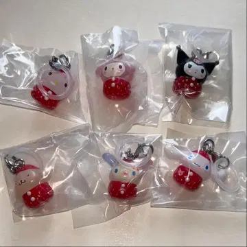 산리오 가챠 딸기 메지루시 액세서리 6종 컴프