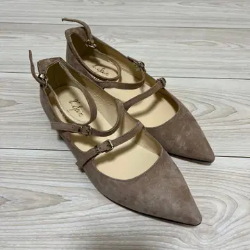 스웨이드 스틸레토 플랫슈즈