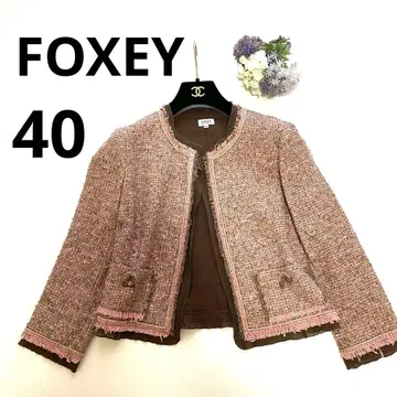 폭시 FOXEY 트위드 자켓 사이즈 40 블랙