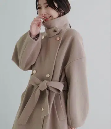 그레이 롱 코트 장식 버튼 포함