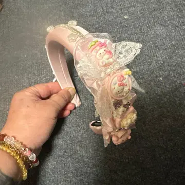 캐릭터 장식 핑크 머리띠