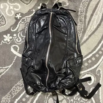 백래쉬 블랙 가죽 백팩