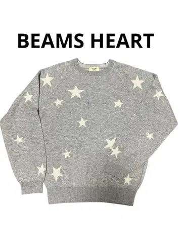 새상품급 [ BEAMS HEART ] 별 패턴 크루넥 니트